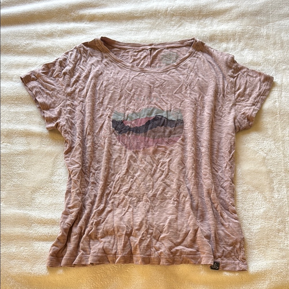Prana Mauve Graphic Short Sleeve Tee